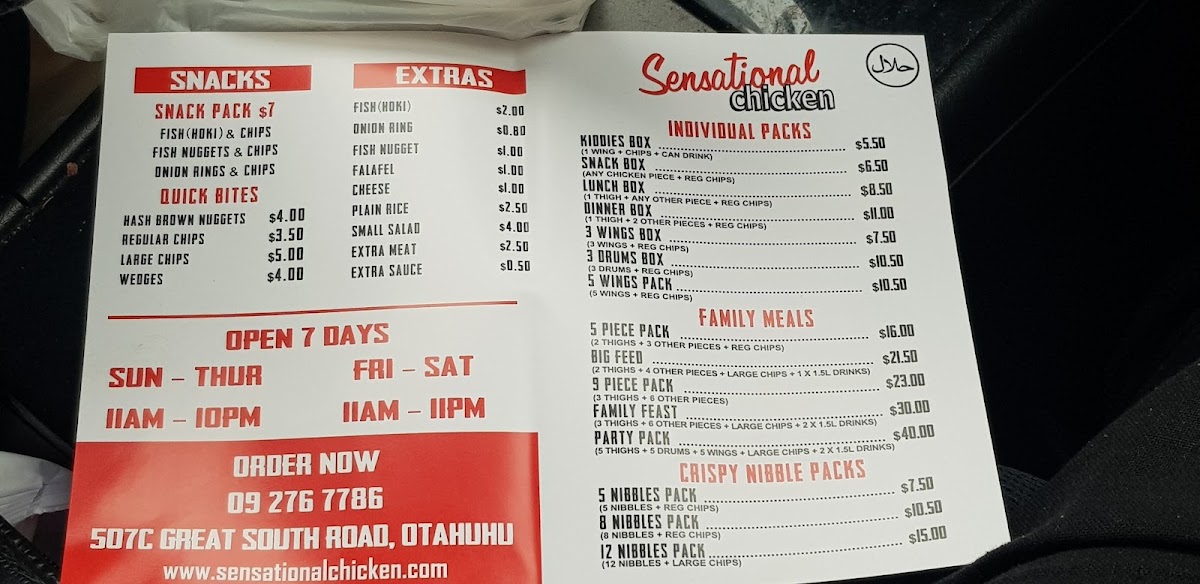 Menu Sensational Chicken / Nz Kebabs Otahuhu-10